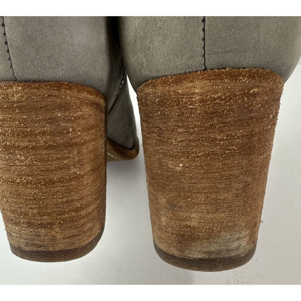 Frye Addie Double Zip Leather Ankle Heeled Boots Gray Distressed Bootie Size 9 B - Picture 13 of 16